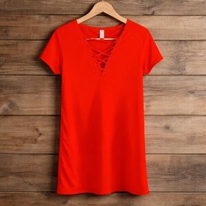 No Boundaries Lace up Front Juniors Dress Size 15/17 Polyester Spandex Blend